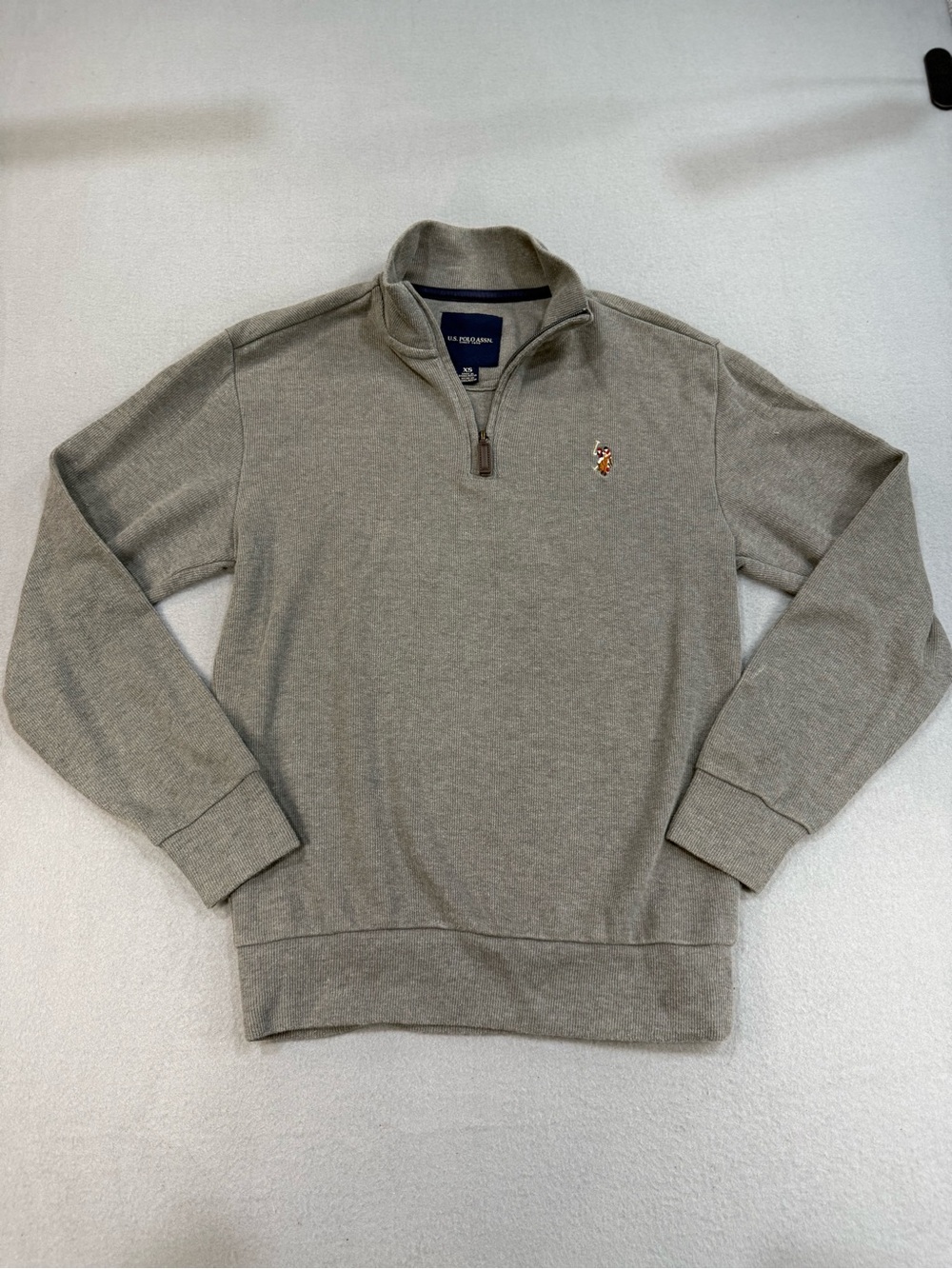 U.S. Polo Assn. Men’s Light Gray Quarter-Zip Sweater